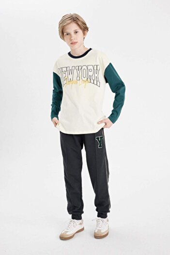 DeFacto Boy's Jogger Sweatpants - Printed, Rubber Waist, Pocket C7229A824Au