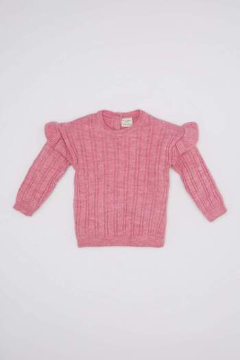 DeFacto Baby Girl Crew Neck Sweater Pink Sweater C8314A524Wn