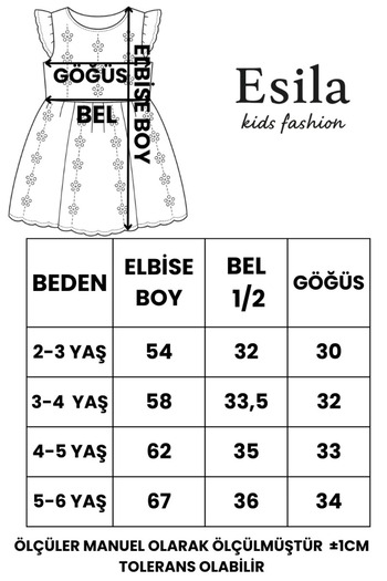 ESİLA KİDS Kız Çocuk Elbise Beyaz Fırfırlı Kolsuz Detaylı Yazlık Elbise Doğum Günü Ve Partywear 3-6 Yaş