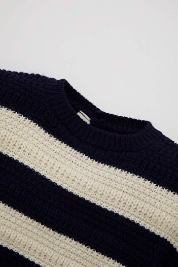 DeFacto Baby Girl Striped Crew Neck Buttoned Sweater Sweater C8088A524Au