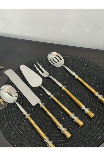 Santara Avangarde Steel Gold-silver Colored Five-Piece Premium Quality Stainless Anti-Tarnish Service Set
