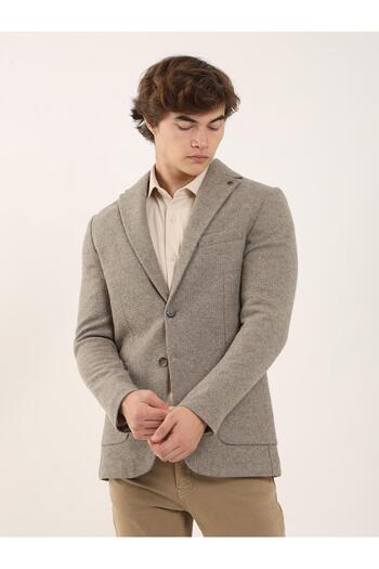 Dufy Mink Men's Slim Fit Plain Casual Mono Collar Jacket