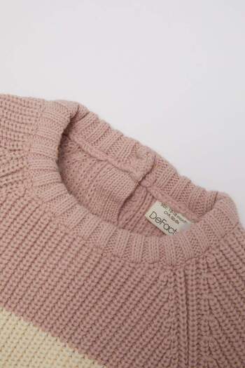 DeFacto Baby Girl Color Block Crew Neck Knitwear Sweater C8292A524Wn