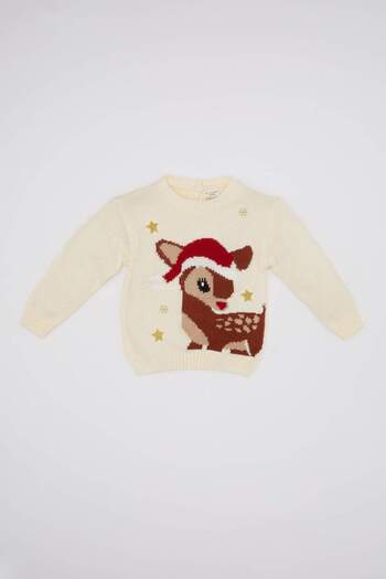 DeFacto Baby Girl Crew Neck Christmas Themed Sweater Sweater C8418A524Wn
