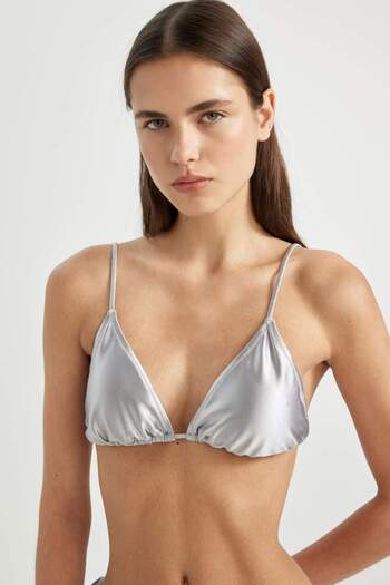 DeFacto Regular Fit Satin Triangle Bikini Top-Fall in Love B6933Ax24Hs