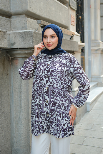 LOCCO Black Ethnic Patterned Shirt