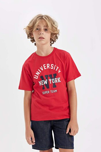 DeFacto Boy's Short Sleeve Crew Neck T-Shirt - C0650A824SM