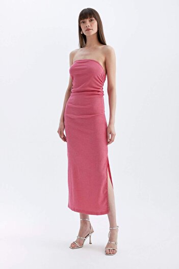DeFacto Bodycon Straplez Bürümcük Midi Abiye Elbise D3510AX24HS