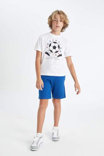 DeFacto Printed Short Sleeve T-Shirt and Shorts 2 Pieces Set for Boys - D1356a824hs