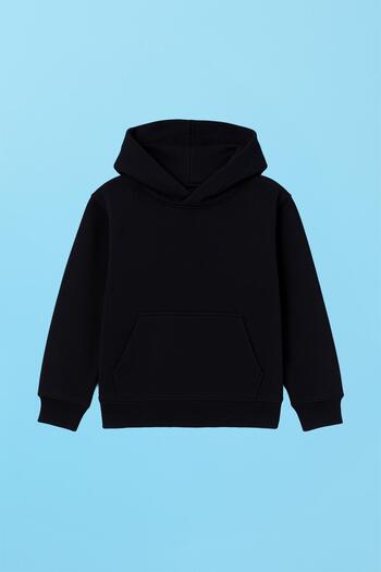 Perendi Unisex Hooded Kangaroo Pocket Hooded Winter Sweatshirt - Black