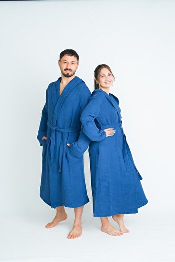 Natural Μπουρνούζι Unisex Μουσελίνα 4 στρώσεων - Με κουκούλα