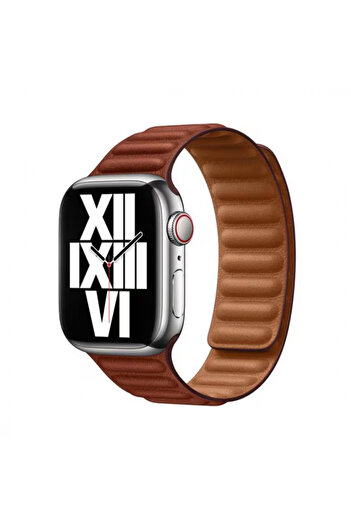 OEM Magnetic Leather Strap Compatible with Apple Watch 38/40/41 mm, Adjustable, Brown