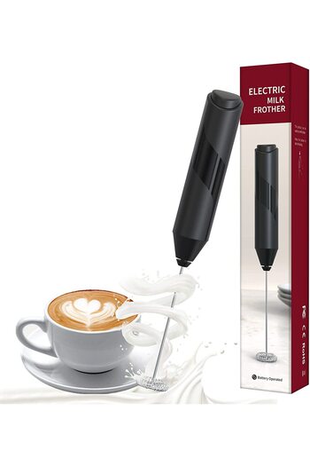 awwaline Mixer pentru spumarea laptelui, Awwaline, negru, ideal pentru cappuccino, caffe latte, ciocolată caldă, cafea cu...