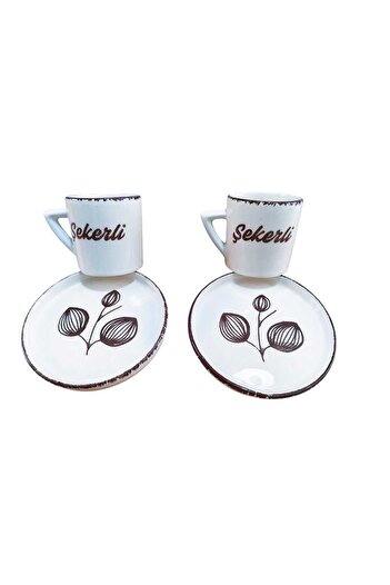 Ganita home Coffee Cup with Sugar Written 2 Persons 4 Pieces Double 100 ml