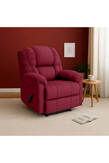 BACK COMFORT Velvet Rocking Recliner Chair - Burgundy - ComfyChair