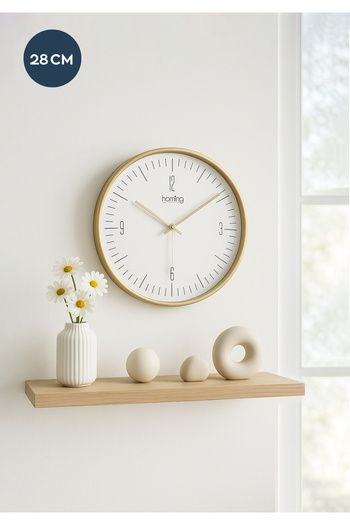 HOMİNG Luno Gold Frame Wall Clock 28 cm 242113