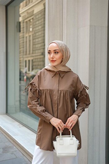 LOCCO Brown Bow Tie Shirt - Women's