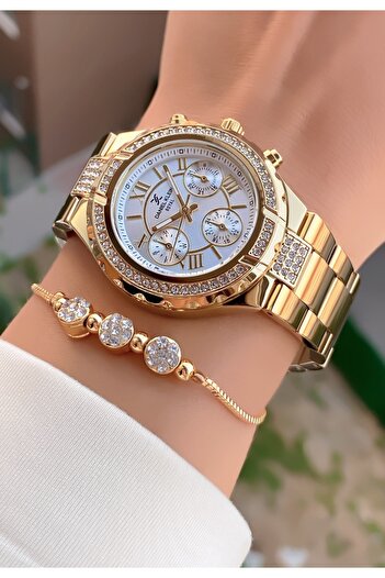 Daniel Klein Brand - Gold Color - Original - Waterproof 2 Years Warranty Women's Wristwatch - Bracelet Gift