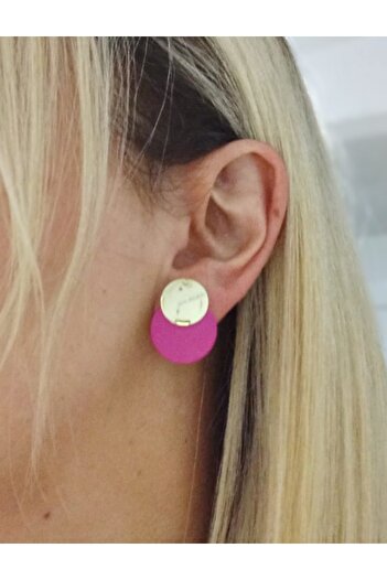 mos&more Gold Pink Plate Small Women's Earrings