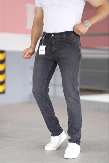 Bürke Premium Men's Anthracite Color Regular Fit Relaxed Cut Stretchy Lycra Denim Jeans Jeans Trousers