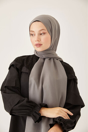 FRESCO SCARFS Women's Hijab Silky Cotton Jacquard Stripe Pattern Shawl*smoked