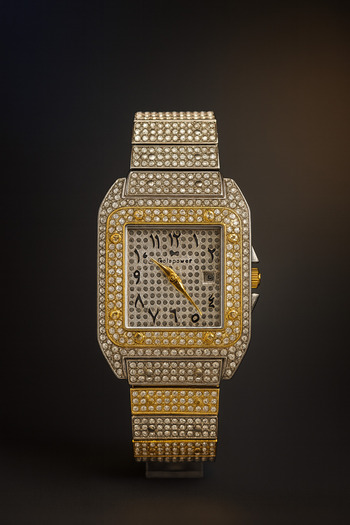Gold Power Luxury Women's Wristwatch - Stone Detailed, Arabic Numeral and Calendar