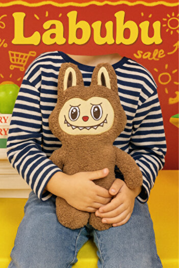 Işık kasabası Labubu 38 Cm Bej Canavar Büyük Boy Toys Heyecan Verici Macaron Canavarlar Peluş