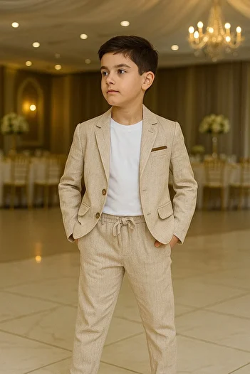 Çelix Kids Linen/Cotton Jacket Sports 3-Piece /Suit/Groom Suit/Custom Suit/Wedding/Birthday One Size up