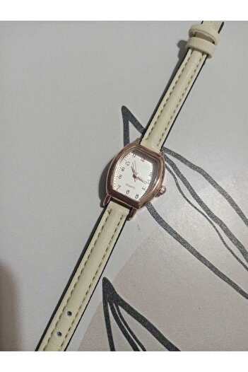 QUARTZ Retro Minimal Thin Beige Cord Women Wrist Watch 0102