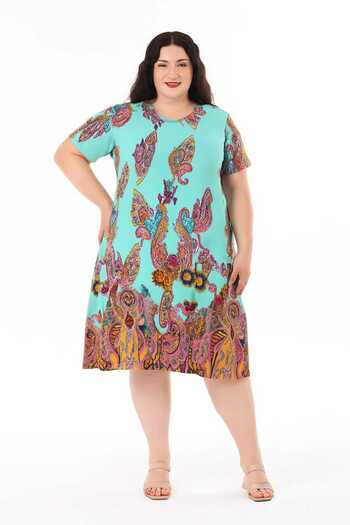MODA Women's Plus Size Blue Viscosse Dress