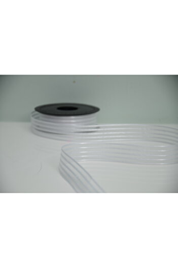 ÇINARASYADAHOME White 5 Stripes Chiffon Ribbon 2.5 cm X 5 Meters for Gift Package, Bouquet, Wedding and Decoration