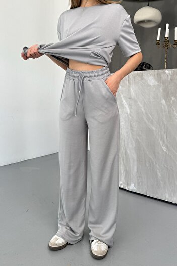 Mogi Butik Women's Modal Fabric Short Sleeve Tracksuit Set 3081