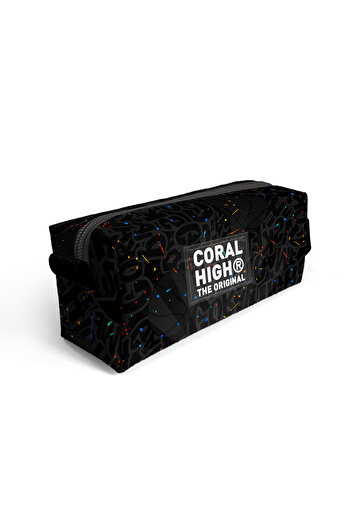 Coral High Kids Gray Basketball Patterned Navy Blue Pencil Bag 22083