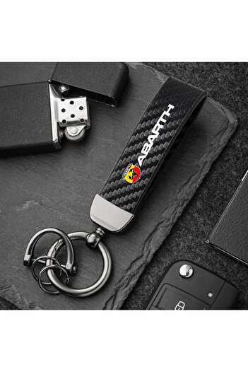 Choice Black Car Carbon Fiber Style Keychain Microfiber Leather Key Chain For FIAT Abarth 500 Pulse Panda T