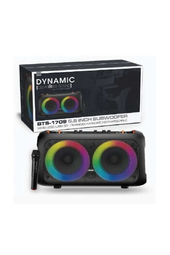 BLA BLA FOAM Portable speaker BTS-1709 with built-in microphone, Bluetooth, RGB lights, FM radio, USB, AUX, TWS