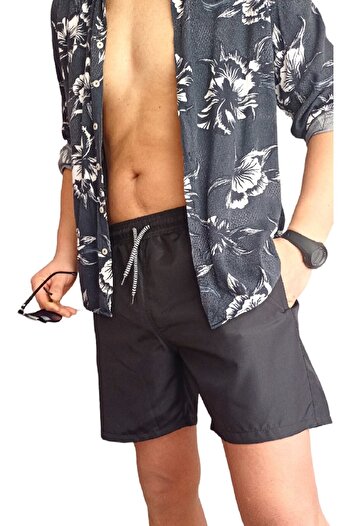 besa dünyası Men's Black Mesh Inner Lined Quick Dry Swimsuit Pool and Sea Shorts