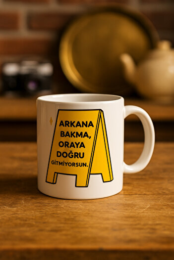 çokaş Pack of 5 Motivational Text Print Porcelain Mug