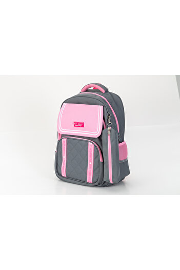 Generic Kids School Backpack With Pencil Pouch Grey/Pink