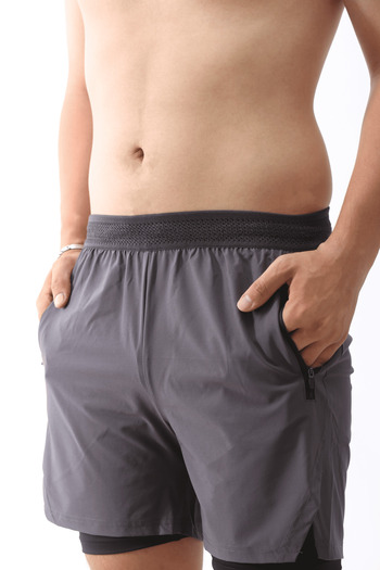 Man Of Man Unisex Gym and Fitness Lined Tights Shorts / Hidden Pocket Detail