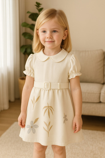 Veni Baby Girl's Linen Dress
