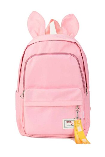 Generic Kids Rabbit Ear Pattern Backpack 17.7 Inches Pink/Yellow/White