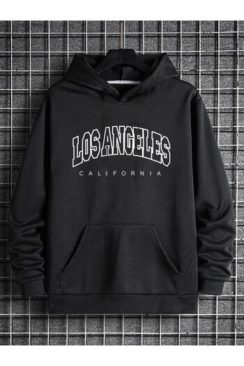 CLAYES Φούτερ Los Angeles - Μαύρη στάμπα Oversize Hooded