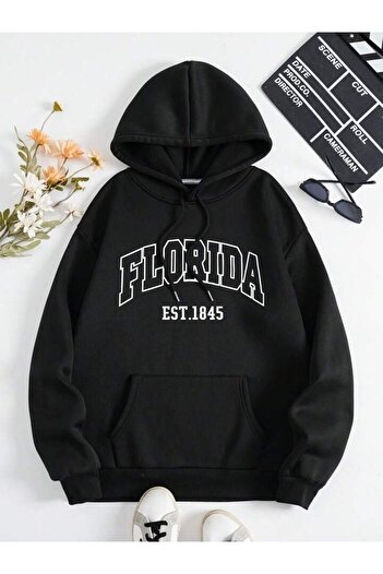CLAYES Φούτερ Florida 1845 - Μαύρη στάμπα Oversize Hooded