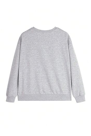 DUBU BUTİK Wooderful 1985 Winter Thick Sweatshirt - Gray Printed Oversize Thick Winter Crew Neck