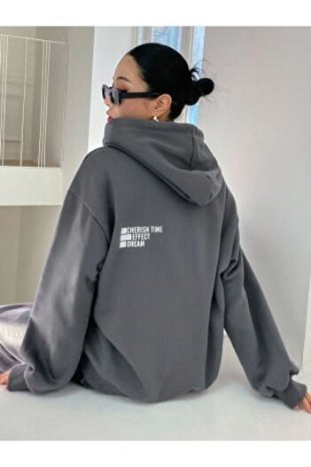 CLAYES Effect Sweatshirt - Smoke Printed Oversize Hoodie
