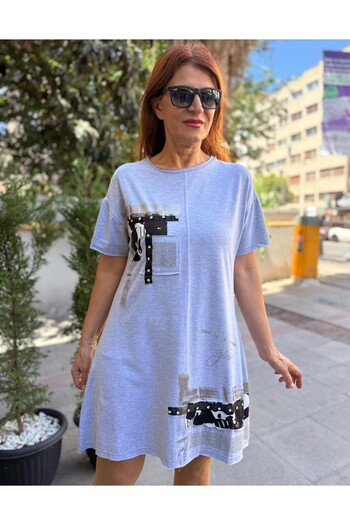 DenizEge Stone Detail Tunic Change Red