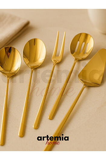 DMR LİFE Osiris Model 5 Piece Titanium Gold Sauce Serving Set (Small Size)