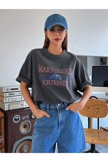 CLAYES Marvelous Smoked Oversize T-shirt - Με στάμπα