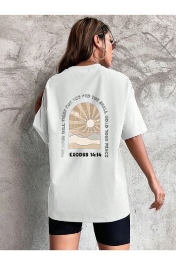 CLAYES Exodus Single Jersey T-Shirt - White Printed Oversize Crew Neck Short Sleeve T-Shirt