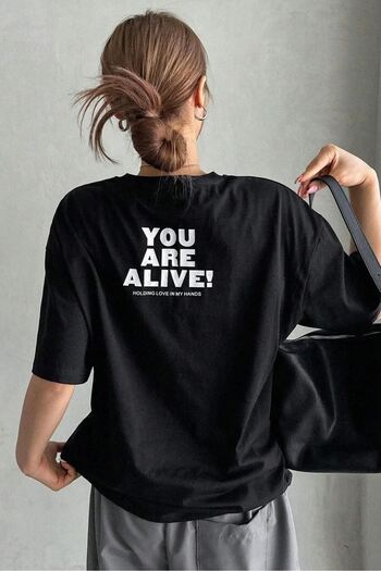 CLAYES Ζήτω! T-Shirt - Μαύρο εμπριμέ Oversize Crew Neck Κοντό μανίκι